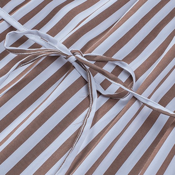 Brown Stripe Tie Straps Dress - Picture 9 of 10